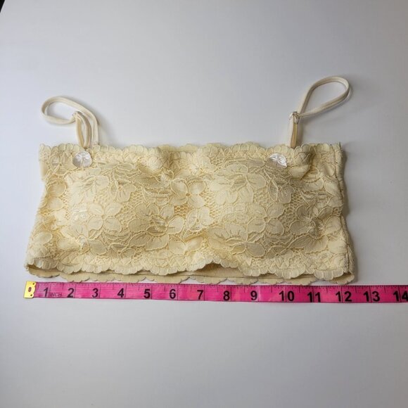 Sexy Cream Bralette Crop Top Lace Bandeau Adjustable Straps Removable Pads - NEW - Picture 5 of 14